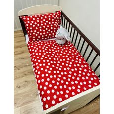 Obliečky bavlnené Dots červené TiaHome - Detský set 130x90cm + 65x45cm