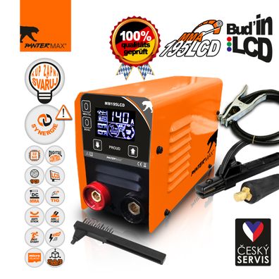PANTERMAX MMA195LCD invertorová zváračka MMA/TIG + Káble 1.5m + Kukla + Kefa + Elektródy 2,5kg