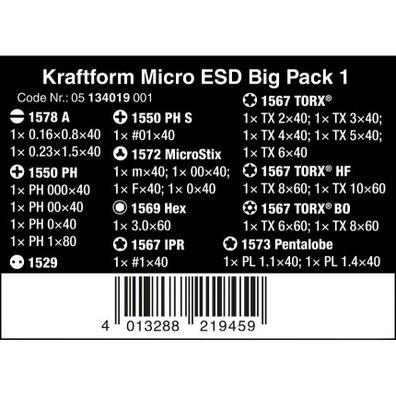 Wera 134019 Kraftform Micro ESD skrutkovače na elektroniku veľké balenie 1 (sada 25 ks)