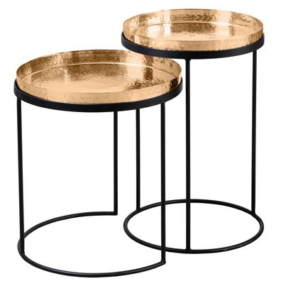 Estila Art-deco set okrúhlych príručných stolíkov Elements zlatá 53cm