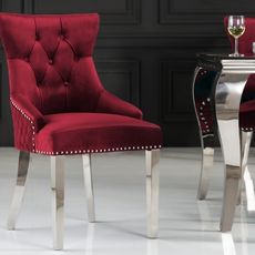 Estila Zámocká chesterfield stolička Eleanor v červenej farbe zo zamatu 97cm
