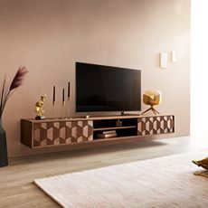 TV stolík Fevo 200 cm akáciová hnedá 2 dvierka na pántoch