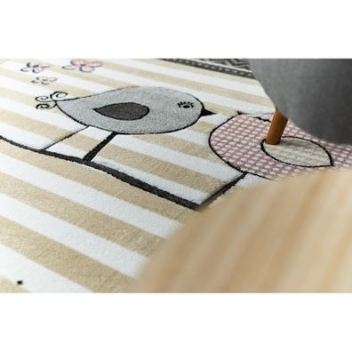 Dywany Łuszczów , Detský kusový koberec Petit Birds cream, 140x190, šedá, detská izba