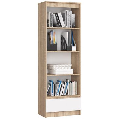Regál R 60 cm CLP 1 zásuvka 3 poličky dub sonoma/biela