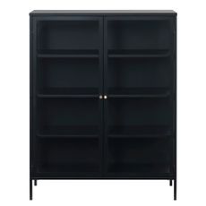 Čierna kovová vitrína 110x140 cm Carmel – Unique Furniture