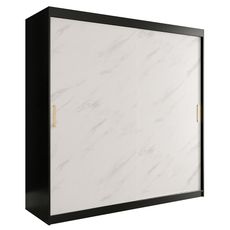 Skriňa Marmur T 200 čierna/mramor biely