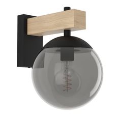 Eglo 900671 -Vonkajšie nástenné svietidlo BUFALATA 1xE27/40W/230V čierna/drevo IP44