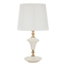 Biela stolová lampa s textilným tienidlom (výška 45 cm) Caserta – Mauro Ferretti