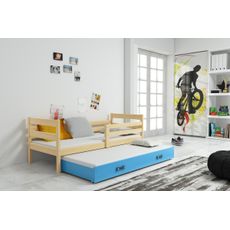Posteľ s prístelkou ERIK 2 - 200x90cm Borovica - Modrý
