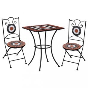 Mozaikový bistro set 3 ks Dekorhome Bílá / oranžová