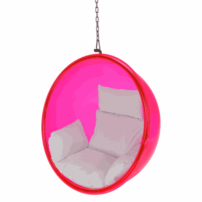 Závesné kreslo, ružová/strieborná/biela, BUBBLE TYP 1