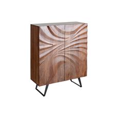 Estila Dizajnová barová masívna dvojdverová skrinka Viento v art deco štýle v hnedej farbe 120 cm