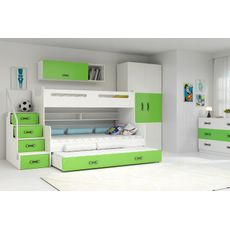 Interbeds Poschodová posteľ MAX 3 + 3x matrace 200x120 zeleno-biela 2025