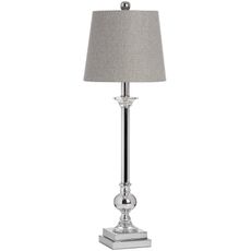 Estila Luxusná moderná stolová lampa Milan s chrómovou podstavou a tienidlom so vzorom rybej kosti sivá 71 cm
