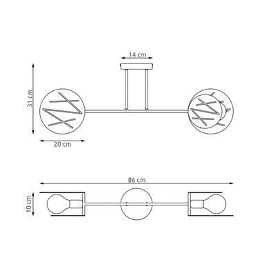 Luster na tyči FRICK 2xE27/15W/230V čierna