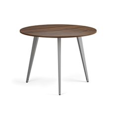 Konferenčný stôl PRIMO VIBE, priemer 100 cm, sivostrieborná podnož, orech