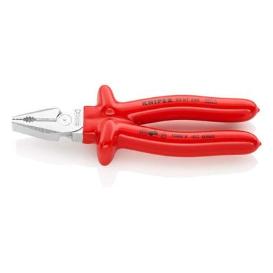 Silové kombinované kliešte 200 mm - VDE 1000V. KNIPEX 02 07 200 - chrómované, izolované proti ponoreniu