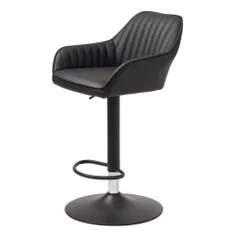 Čierna barová stolička s nastaviteľnou výškou z imitácie kože Brooks – Unique Furniture