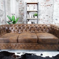 Trojsedačka Chesterfield Vintage hnedá