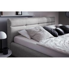Sivá čalúnená dvojlôžková posteľ s úložným priestorom s roštom 180x200 cm Lotte - Meise Möbel