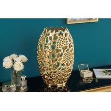 Estila Art deco kovová váza Hoja v zlatom prevedení 40cm
