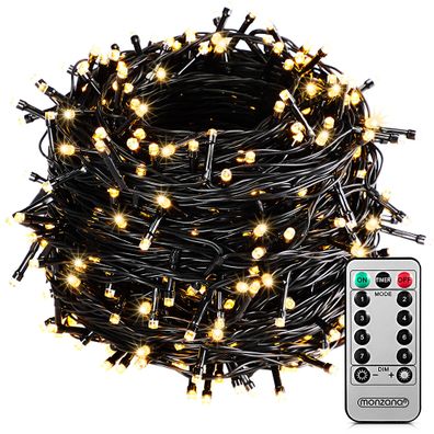 Vianočné LED osvetlenie 20 m s diaľkovým ovládaním | teplá biela 200 LED