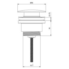 BATH DELUXE 33-004-05-64-04 - Umývadlový výpust&nbsp;RODBY pr. 6,6 cm mosadz