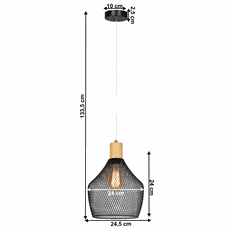 Visiaca lampa, čierna/prírodná, KOLEN