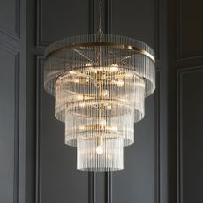 Endon 112576 - Luster na reťazi MARIETTA 16xE14/6W/230V mosadz/číra