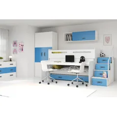 Multifunkčná poschodová posteľ MAX 1 - 200x80cm - Biely - Modrý