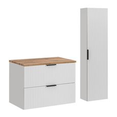 Comad Koupelnová sestava Casad s deskou a skříňkami 80 cm bílá/dub wotan