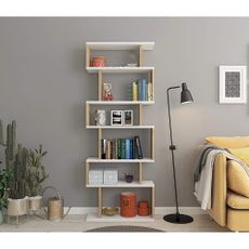 Biela/prírodná knižnica v dekore duba 60x160 cm Bates - Kalune Design