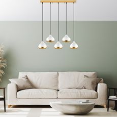Luster na lanku YILDO 5xE27/40W/230V biela/zlatá