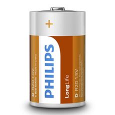 Philips R20L2B/10 - 2 ks Zinkochloridová batéria D LONGLIFE 1,5V 5000mAh