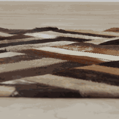 Luxusný kožený koberec, hnedá/čierna/béžová, patchwork, 170x240 , KOŽA TYP 2