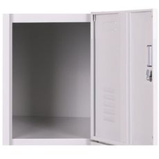 Šatníková skrinka s úložnými boxami, 5 boxov, 1800 x 380 x 450 mm, cylindrický zámok, sivá/modrá