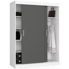Šatníková skriňa CLP 150 cm posuvná - biela/grafit