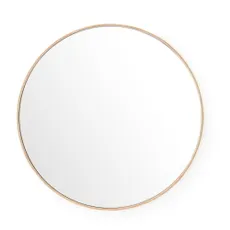 Nástenné zrkadlo s rámom z dubového dreva Wireworks Glance, ⌀ 66 cm
