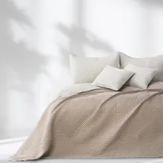 Prehoz na posteľ AmeliaHome Softa béžový/cappuccino, velikost 240x260