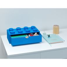 Modrý stolový box so zásuvkou LEGO®, 31 x 16 cm