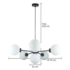 Luster na lanku KALIOPE 6xE14/50W/230V čierna/biela