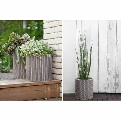 Keter Obal na kvetináč Cylinder Planter S béžová, 7 l, 28 x 28 x 28,3 cm