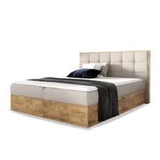 Wilsondo Čalúnená boxspring manželská posteľ s úložným priestorom WOOD 1 - béžová Paros Rozmer: 140x200