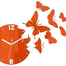 ModernClock 3D nalepovacie hodiny Butterfly oranžové