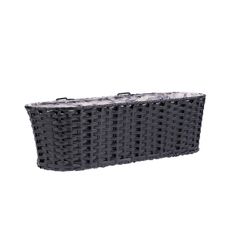KONDELA Jeor ratanový balkónový kvetináč čierna