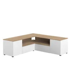 TV stolík v dekore duba v bielo-prírodnej farbe 130x46 cm Angle – TemaHome