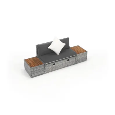 Záhradný ratanový set, sivá/prírodná/krémová, DEBRA