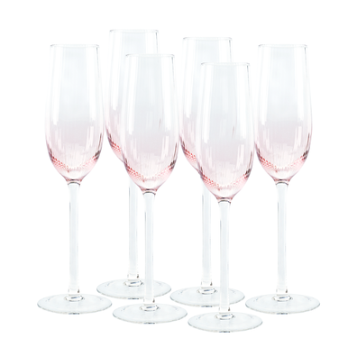 Poháre na šampanské, set 6 ks, 280 ml, ružová, CELESTE TYP 1