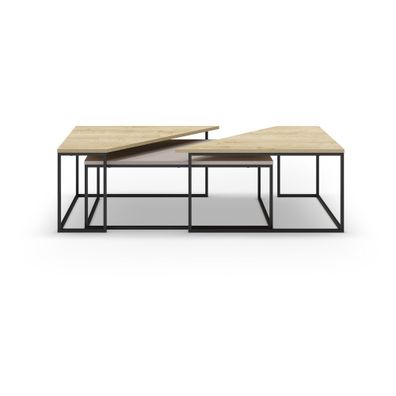 Konferenčné stolíky s doskou v dubovom dekore v súprave 3 ks 70x110 cm Titan – Marckeric