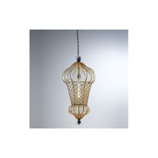 SIRU - Luster na reťazi BABÀ 1xE27/60W/230V pr. 30 cm béžová/hnedá benátske sklo